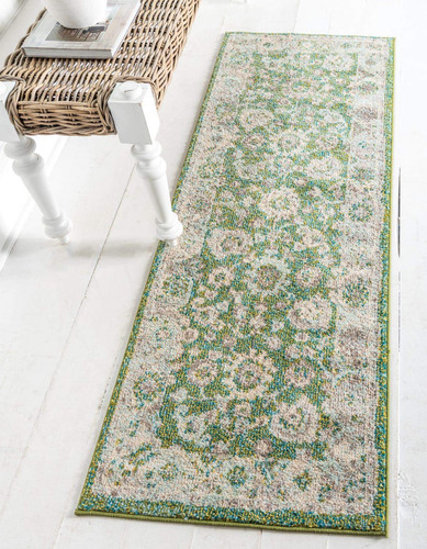 Penrose Collection Area Rug - Krystle (2' 2" x 6' 1" Runner, Green/ Beige)