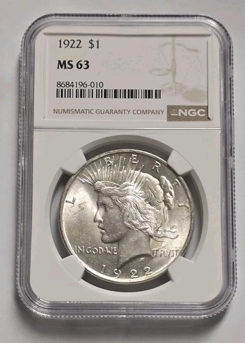 1922 Peace Silver Dollar NGC MS63