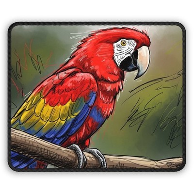 Cute Red Parrot Sketch Gaming Mouse Pad