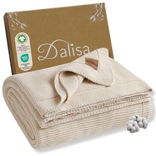 100 Organic Turkish Cotton Throw Blanket - GOTS Certified, Cozy - Perfect fo...