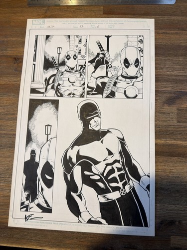 Cable Deadpool Original Comic Art Marvel Ron Lim #43Pg 6 X Men 11x17”