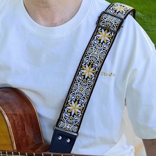 Elektro-Akustik-Bassgitarrengurt verdickt bestickt strapazierfähiges Gurtband