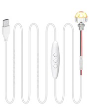 Small USB Light Bulb 1 Watt with Cable Cord DC 5V Dimmable 5.3ft Length, 1 Pack