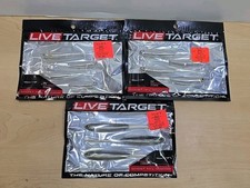 3 Live Target Slow Ghost Tail Minnow Swimbait Assort Sizes Pearl Smoke Silver