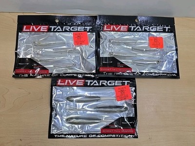 3 Live Target Slow Ghost Tail Minnow Swimbait Assort Sizes Pearl Smoke Silver
