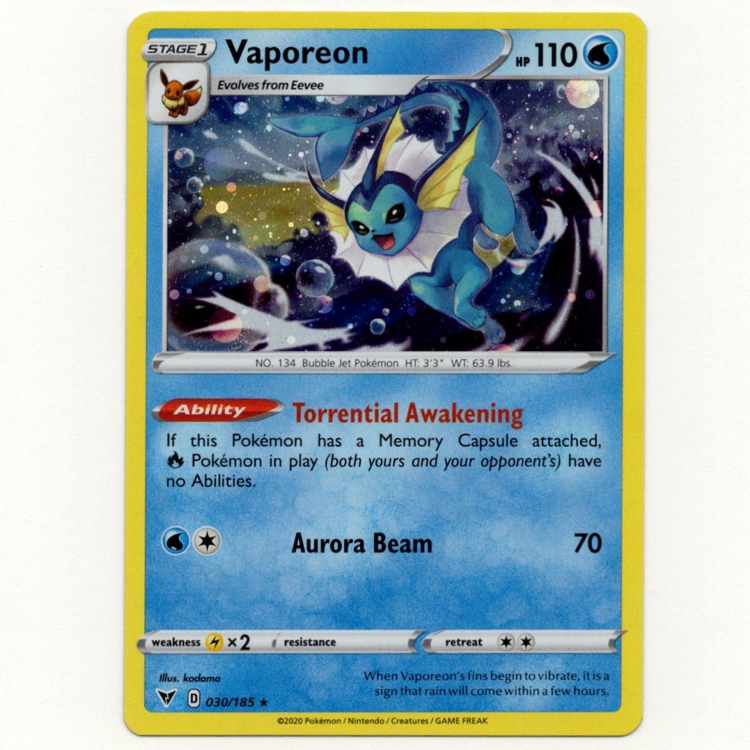 Pokemon Vaporeon 030/185 Sword & Shield Vivid Voltage Cosmo Holo Promo NM