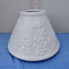 Ceramic White Floral on White Candle Jar Topper