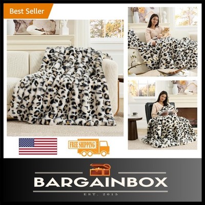 Stylish 50x60 Leopard Faux Fur Throw Blanket - Perfect for Napping & Reading