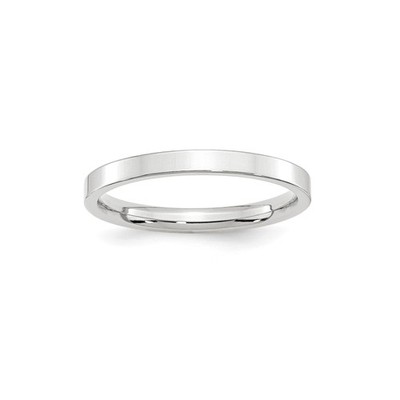 10K White Gold Flat Wedding Band, Solid Comfort Fit, 2.5mm Band Width, Minima...