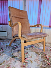 Fauteuil En Cuir Vintage Stouby Danemark Années 60 Style Danois C4
