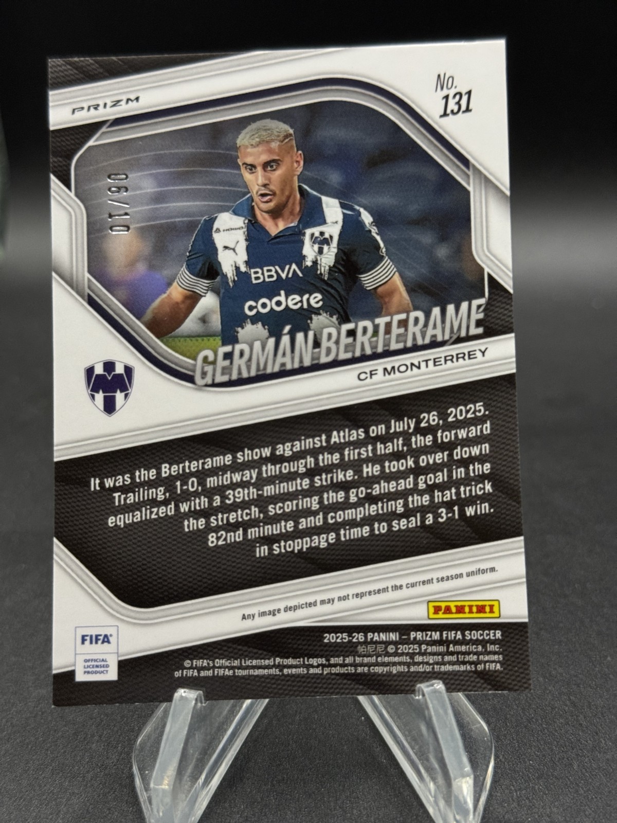 German Berterame 2025 Panini Prizm FIFA #131 Gold Geometric RC /10 view 2