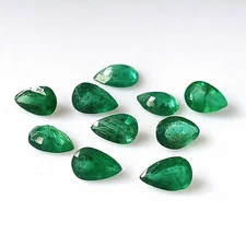 6X4 mm Pear Natural Zambian Emerald Faceted Calibrated Loose Gemstone 10 Pieces