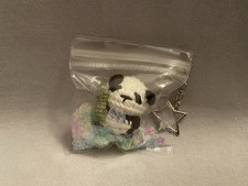Crochet Panda bear with bamboo keychain shaker handmade amigurumi