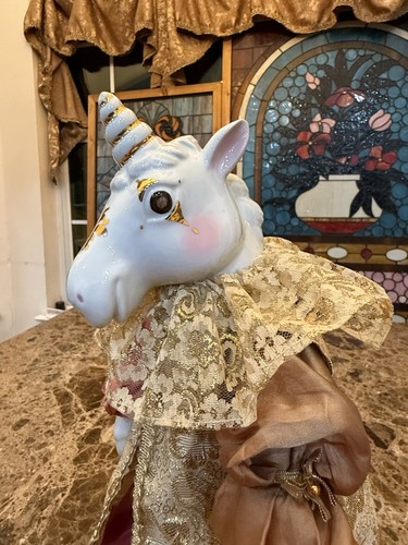 Statuina bambola arte unicorno ceramica vintage OOAK fantasia decorazione costume - Foto 14 di 18
