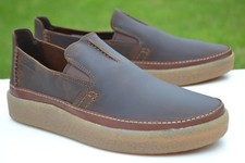Clarks Mens BNIB Casual Slip-on Shoes OAKPARK STEP Beeswax Leather UK 8 / EU 42