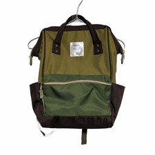 Anello Backpack Olive Green Brown Functional Front Pocket Used Japan