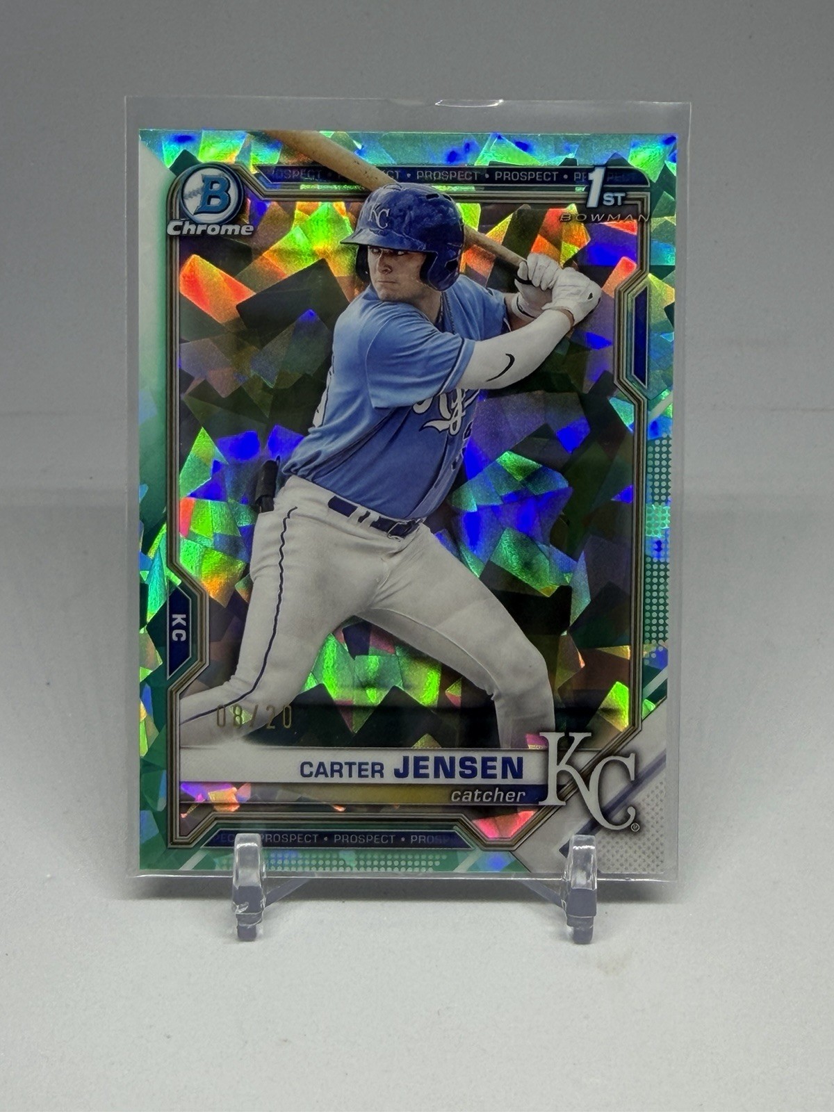 2021 Bowman Draft Carter Jensen Chrome Sapphire Aqua /20 Royals #BCD-106