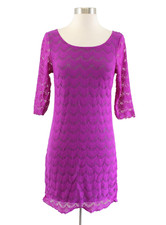 Free People Purple Gray Netted Mesh Lace Overlay Fitted Mini Dress Size S 