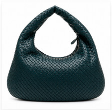 Bottega Veneta Intrecciato Small Veneta Hobo Dark Green Leather w/ Mirror Italy