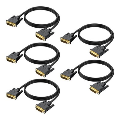 5 PCS DVI To DVI Cable 6 FT DVID 24+1 Dual Link Supports 1080P 60Hz Black