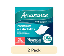 2 pack Assurance Premium XL Washcloths for Adults, Disposable Pre-Moistened