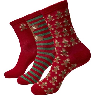 Urban Classics Christmas Socks Gingerbread Lurex 3-Pack Christmas Design Socks