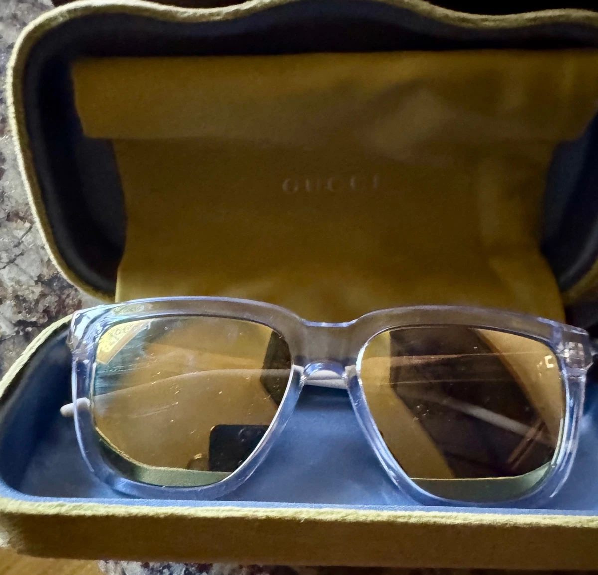 小物 GUCCI archive sunglasses GG clear frame Gucci GG0975S 001 Square Transparent Grey Sunglasses