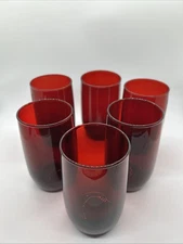 Set of 6 Vintage Anchor Hocking Royal Ruby Red Juice Glasses