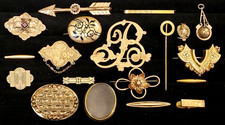 Gorgeous Gold Filled Vtg Victorian Jewelry Lot Taille dEpargné Etched Mourning