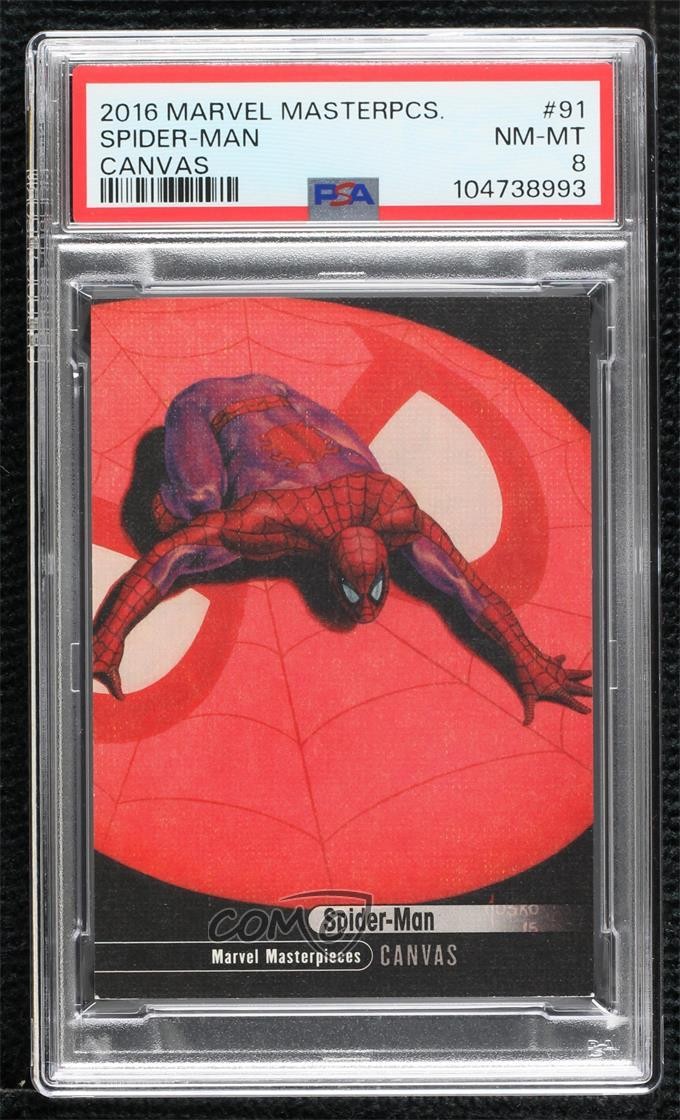 2016 Upper Deck Marvel Masterpieces Canvas High Series Spider-Man #91 PSA 8 c6z