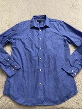 Banana Republic Men Plaid Long Sleeve Button-Up Shirt Blue Size L 16-16.5 34-35