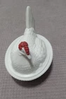 Vintage Westmoreland White Milk Glass Hen On Nest With Red Comb Candy Dish 6.5"T