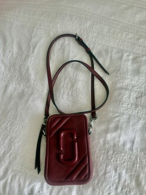 NWOT Marc Jacobs Logo Quilted THE MOTO SHOT Phone Crossbody Bag WINE