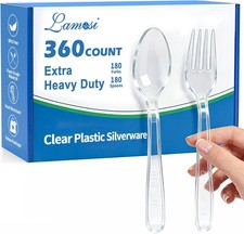 360 Count Extra Heavy Duty Clear Plastic Forks and Spoons