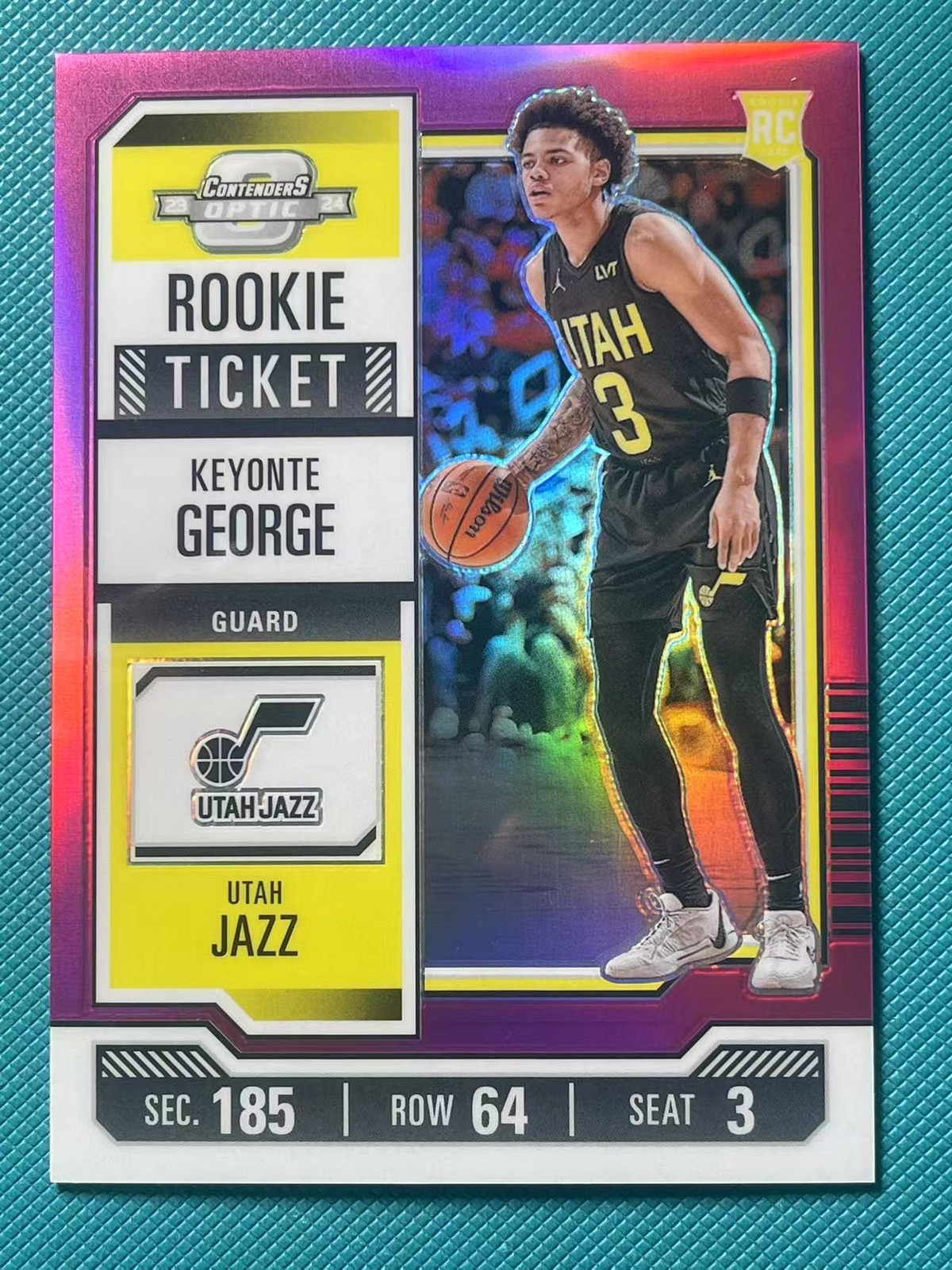 Keyonte George 2023-24 Panini Contenders Optic 15/75 Rookie Ticket Pink Guard #5
