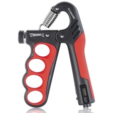 Grip Strength Trainer, Forearm Strengthener, 11-220 Lbs Adjustable Hand Red 