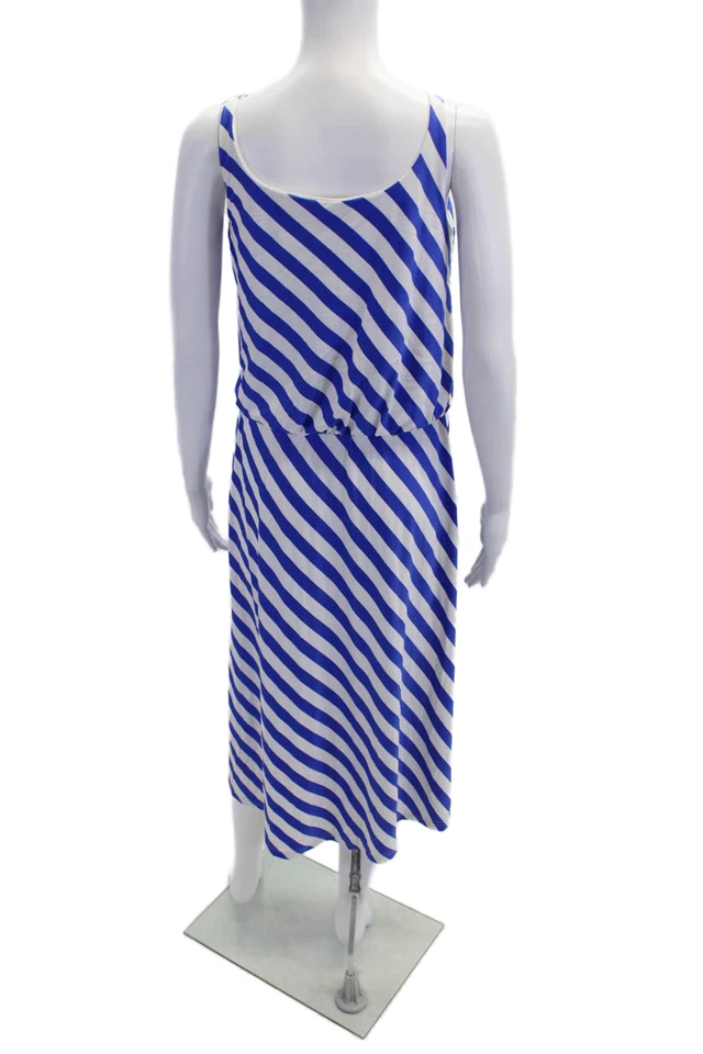 Vestido informal de Susana Monaco para mujer a rayas sin mangas línea A azul talla M Foto 3 de 4