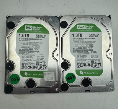 Lot of 2x Western Digital WD Caviar Green WD10EAVS 1 TB 3.5'' SATA II Hard Drive