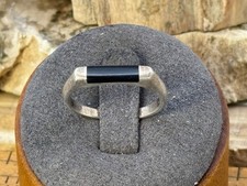Southwestern Artisan Sterling Silver Black Onyx Band ring sz 7--LBB26.2025