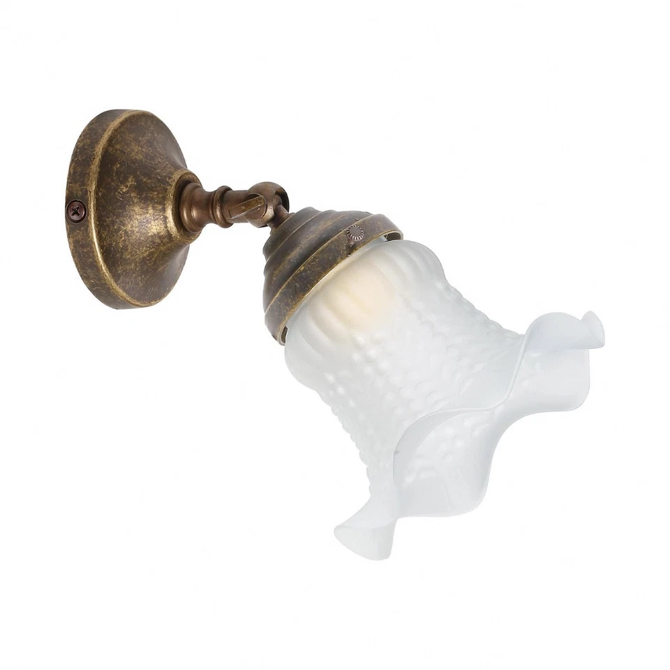 ARTERAMEFERRO Applique in ottone brunito da parete bagno ufficio casa orientabile con vetro