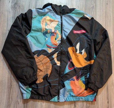 Space Jam Jacket Mens Small All Over Print Cartoon Lightweight Members Only