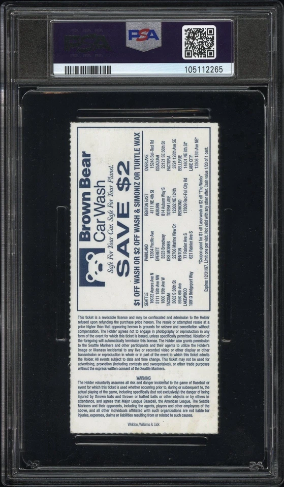 Mark McGwire & Randy Johnson Signed PSA Ticket 538 Ft HR Dual Inscription 1997 - Image 2 of 2