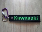 Kawasaki Keychain Black Embroidered Fabric Strap Keyring Tag Bike Racing Car new