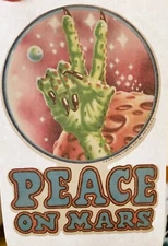 Original Vintage 1975 Peace On Mars Iron On Transfer Alien