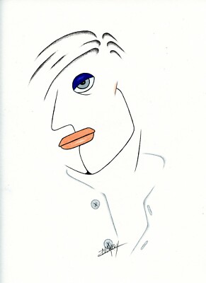 HOLLYWOOD SNOB Male Face Figure Original Pastel Pencil Abstract Art Drawing 2021
