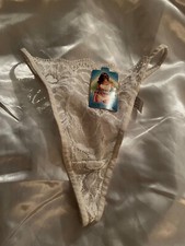 Fashion Underwear Vintage NWT White Floral Thong sz 80/38 XL/US S/M