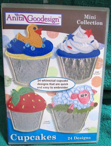 Anita Goodesign Machine Embroidery Design CD "Cupcakes" 24 Designs