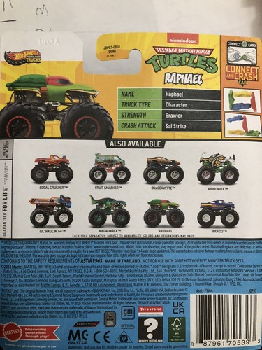 Hot Wheels Monster Trucks Teenage Mutant Ninja Turtles Raphael TMNT New - Picture 2 of 2