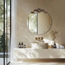 WISFOR Vintage Baroque Mirror Back Frame Ornate Wall Mirrors Circular Home Decor