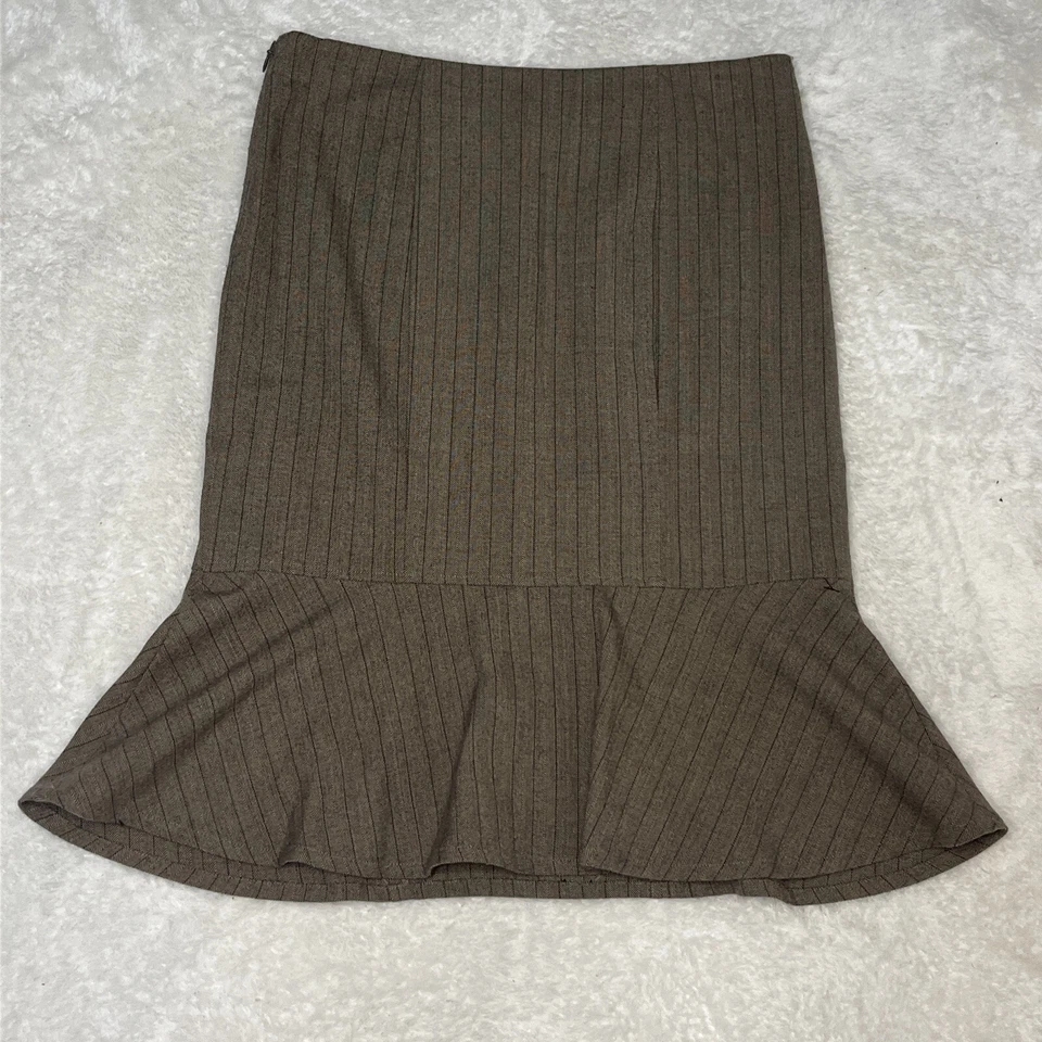 Falda To The Max Marrón Tweed Rayas Talla 4 Línea A Sirena Cierre de Cremallera Foto 4 de 4